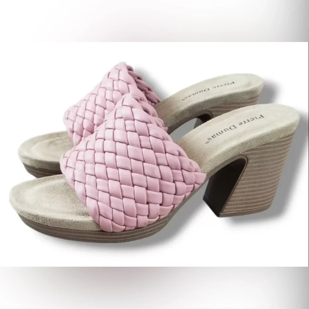 Pierre Dumas Women’s Morgen Sandal Heels Size 11 Pink Thick Heel Quilted Strap